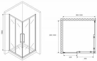 Душевой уголок ABBER Schwarzer Diamant 100x100см хром AG02100H